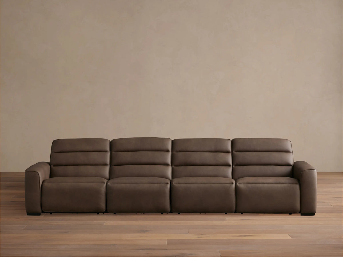 Borough Leather Four-Piece Motion Sectional