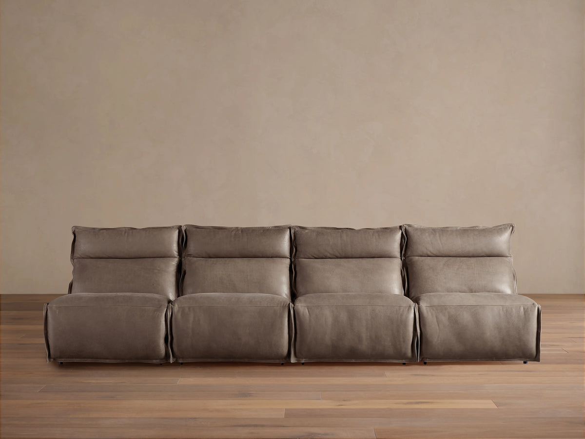 Rowland Leather Four-Piece Armless Motion Modular Sofa