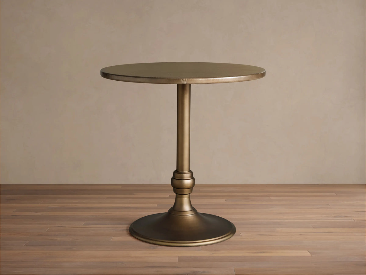 Recycled Metal Counter Table in Brass Aluminum with Wade Base