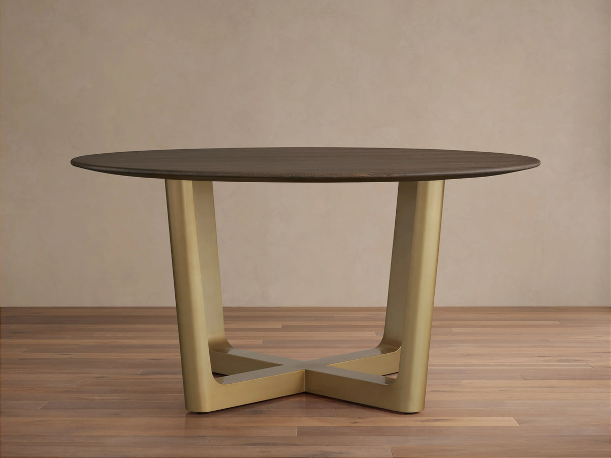 Saint Germain Round Wood Dining Table with Rennes Base in Metal
