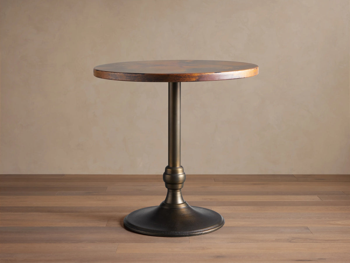 Recycled Metal Copper Counter Table with Wade Base in Brass