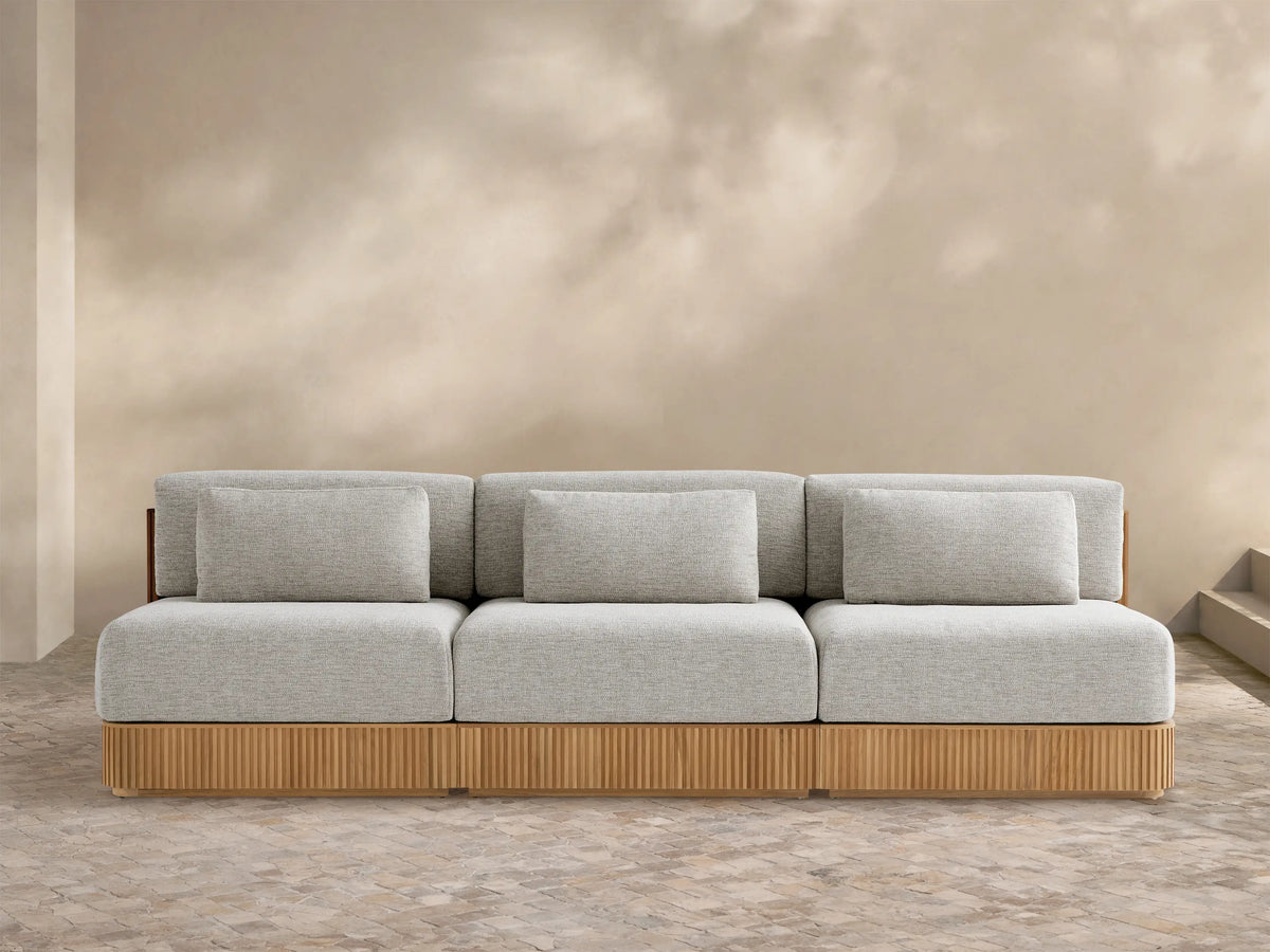 Beaumont Outdoor Teak Three-Piece Modular Sofa