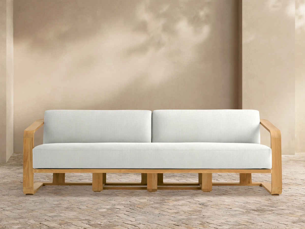 Sonoma Outdoor Teak Sofa in Savona Snow