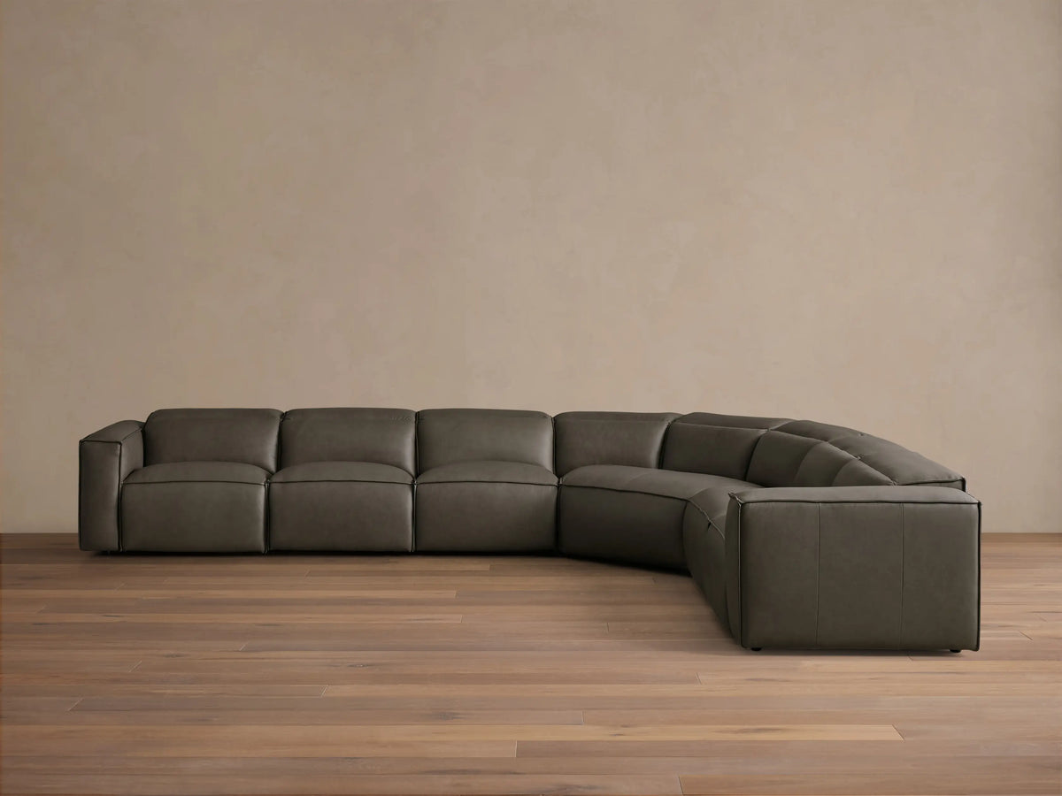Coburn Motion Leather Six-Piece Corner Wedge Sectional