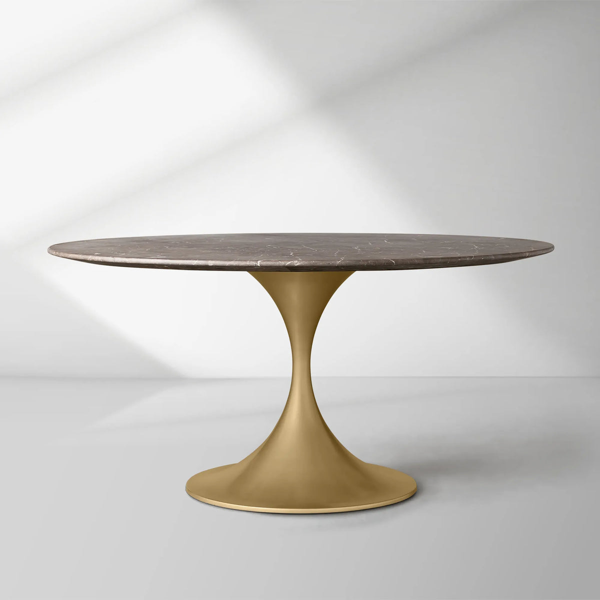 Saint Germain Round Stone Dining Table with Modern Steel Base