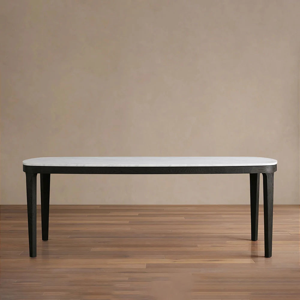 Danny Carrara Marble Top Dining Table With Oak Base