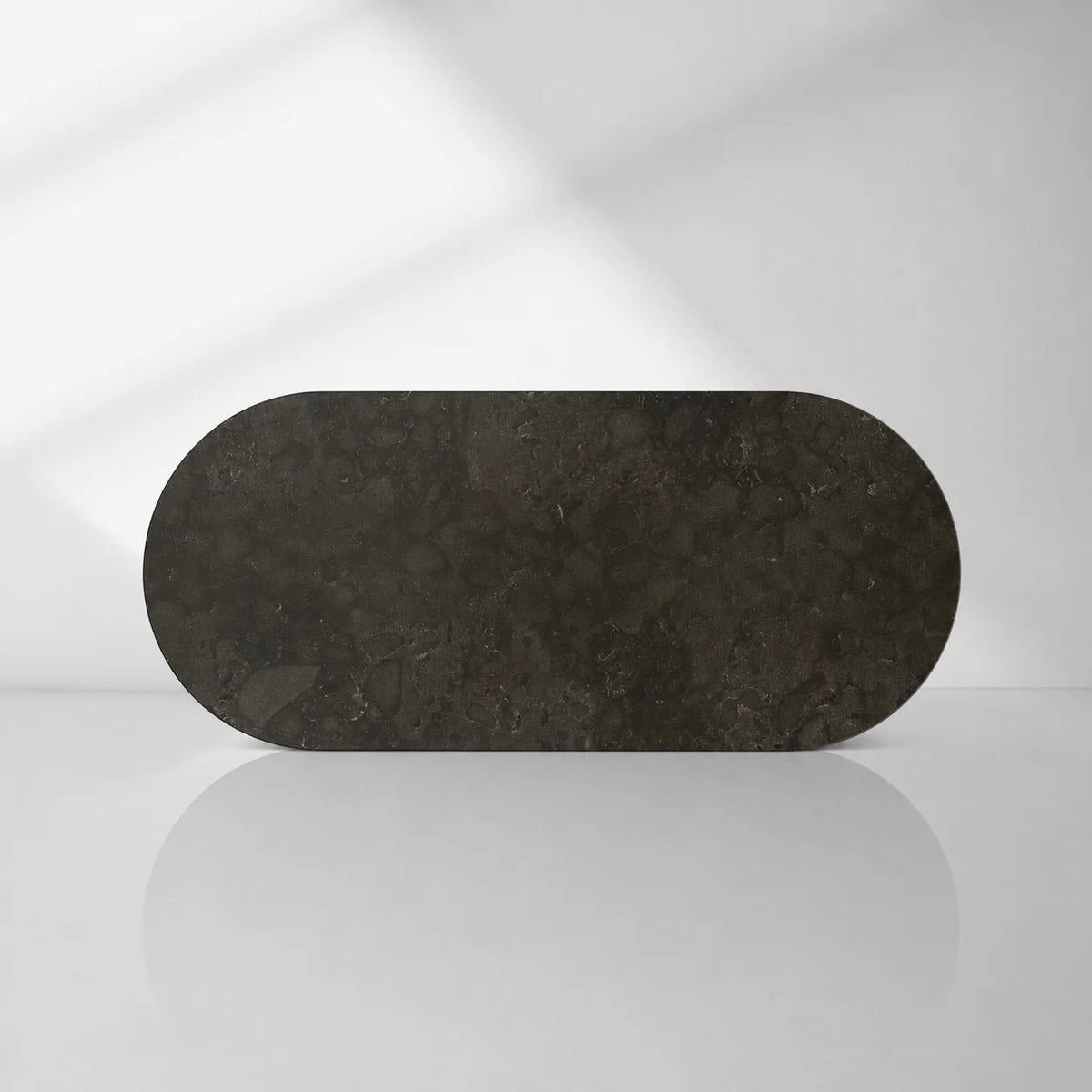 Danae Oval Marble Dining Table with Fluted Pedestal Base