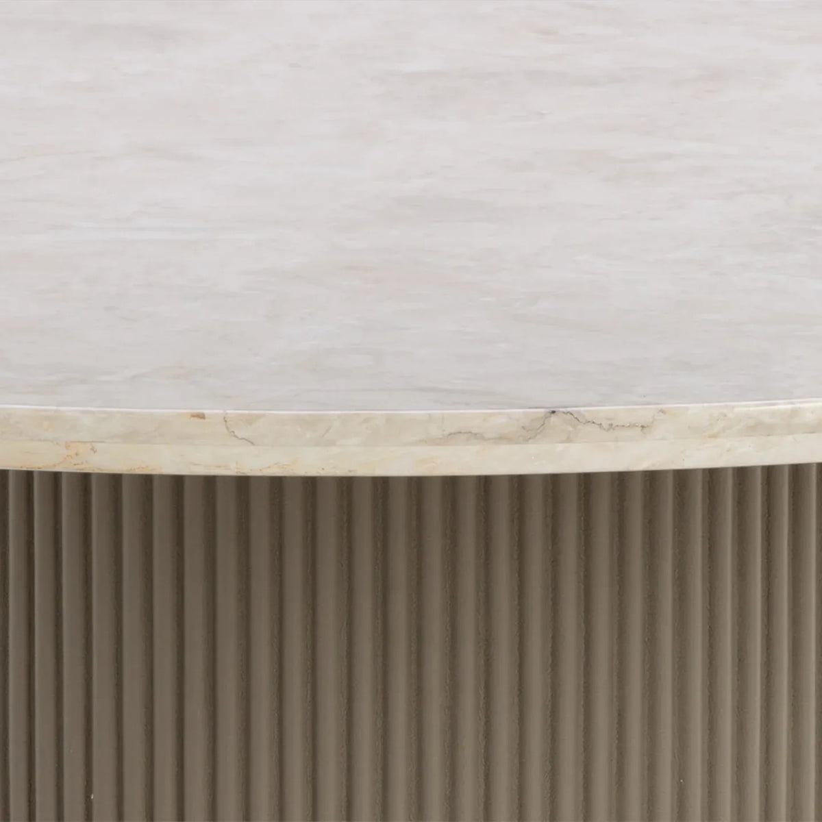 Canodi Marble Top Dining Table with Wood Fluted Base