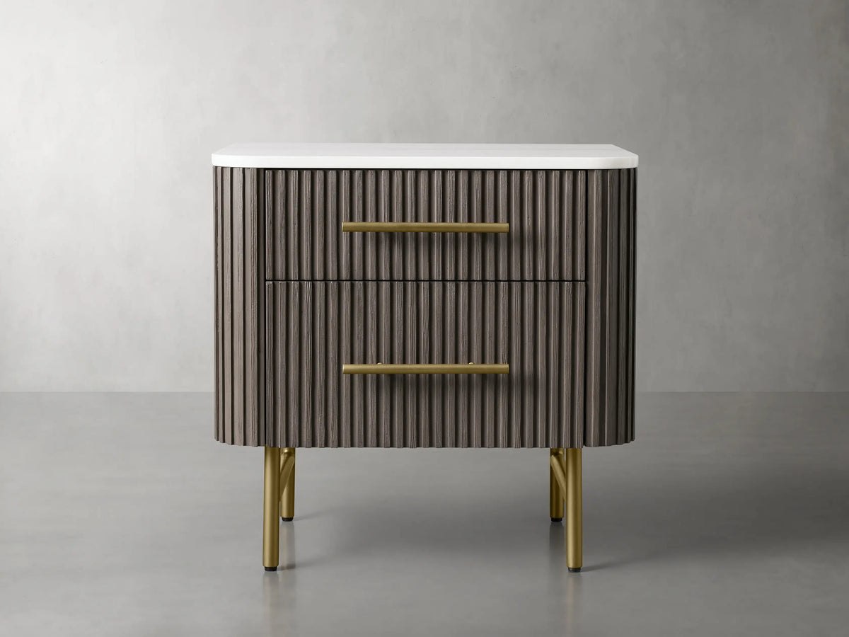 Finnley Closed Nightstand Solid Wood 2 Drawer Bedside Table with Modern Bedroom