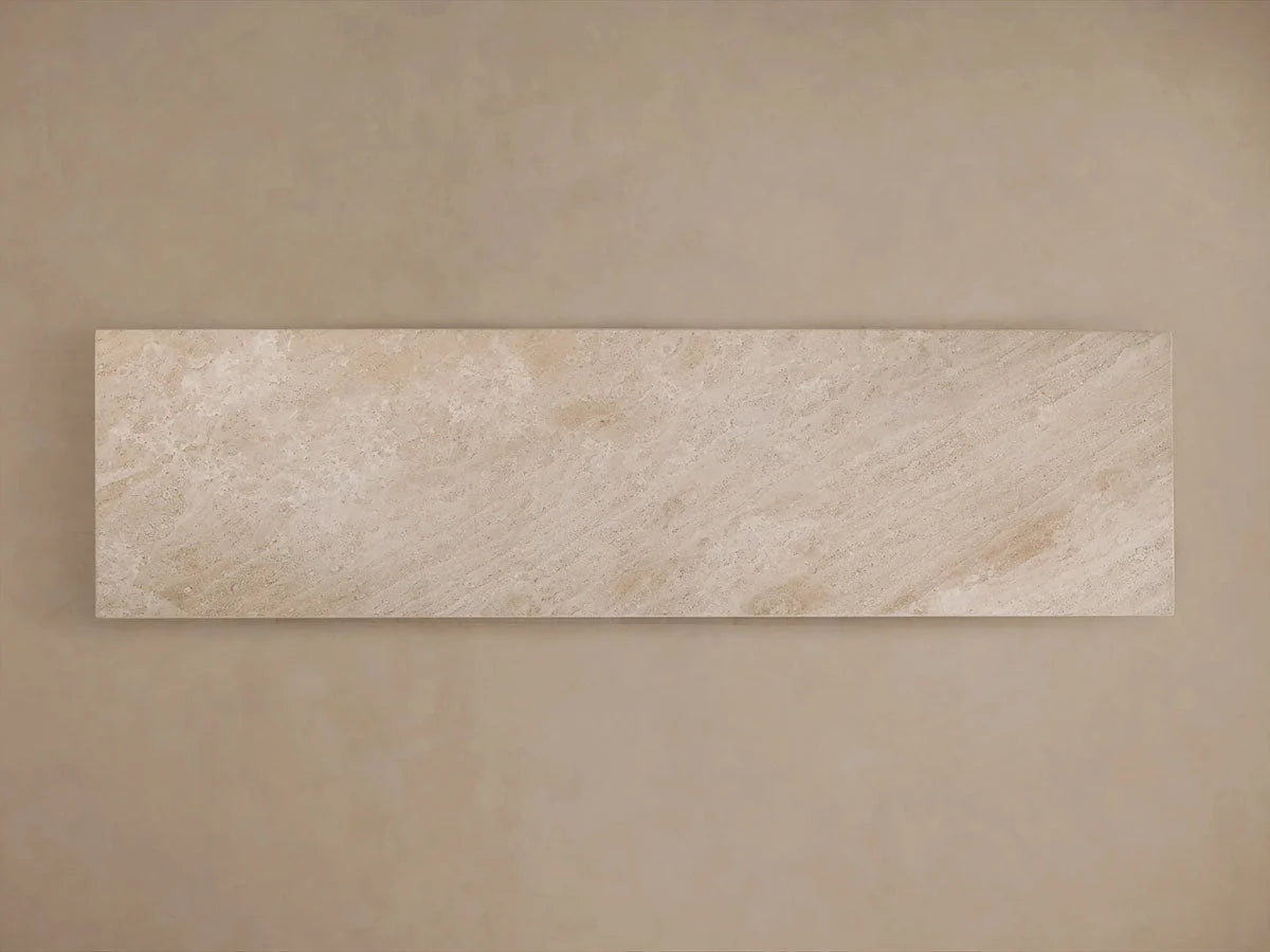 Ilaria Coralle Marble Entryway Console Table in Beige Stone Hallway Entrance Table