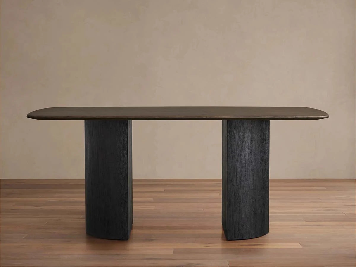 Saint Germain Rectangle Oak Top Dining Table with Wood Dauphine Base