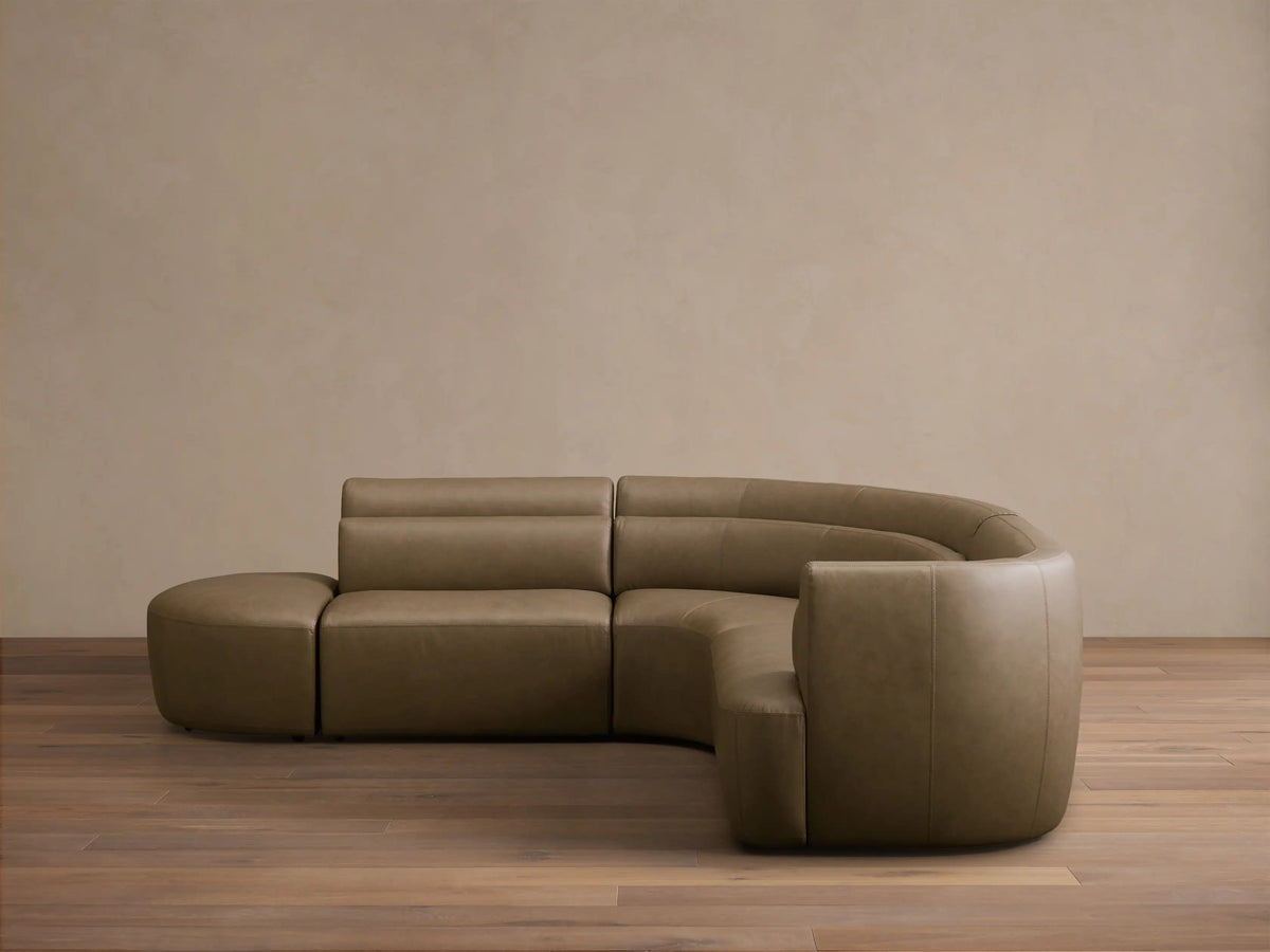 Lovina Leather Four-Piece Sectional with Ottoman