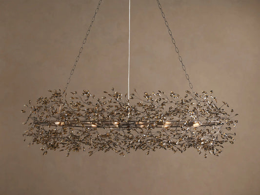 66" Fiore Oval Chandelier in Bronze with Smoke Glass