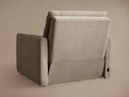 Light beige Rowland Tailored High-Back Motion Recliner, textured fabric, footrest extended, angled front-right.