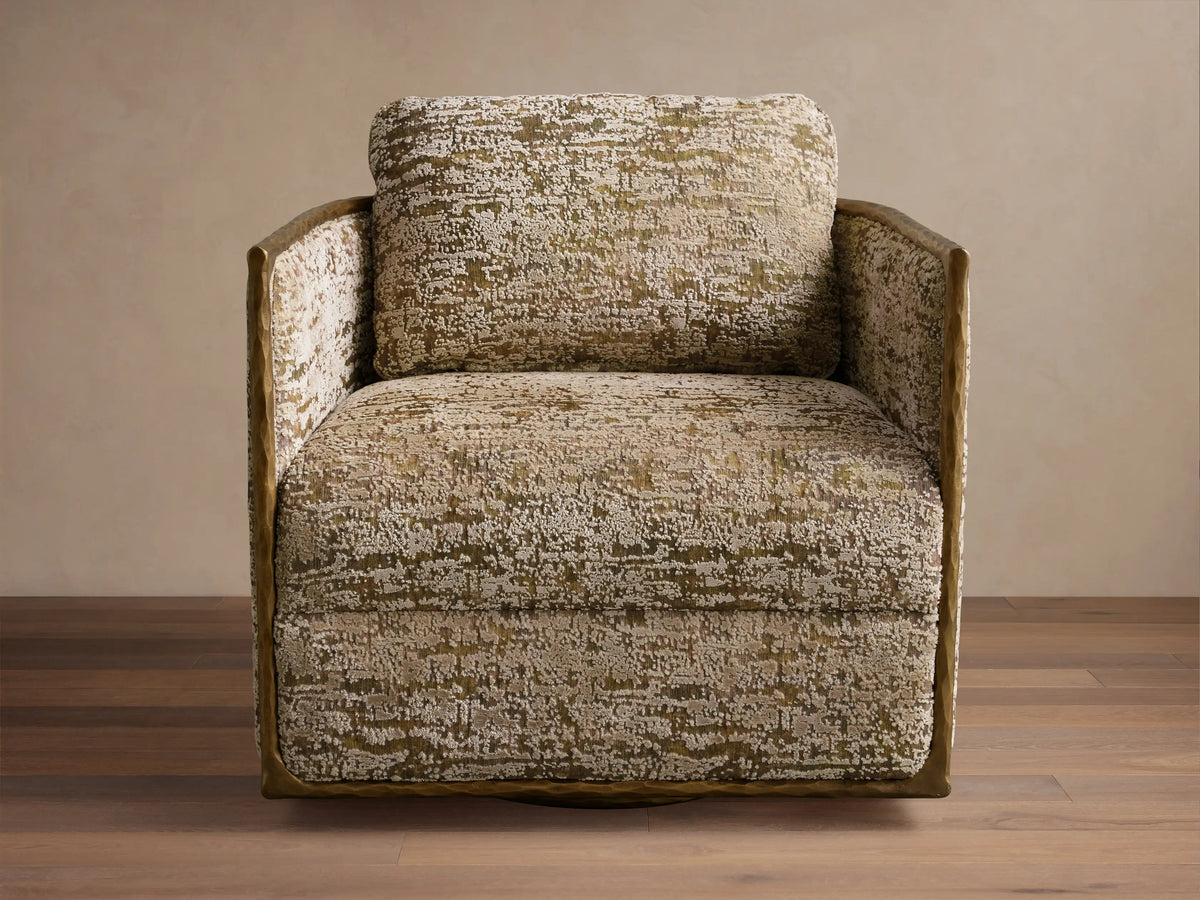 Nataly Upholstered 31"W Swivel Chair in Yehuda Camel (1 of 6)