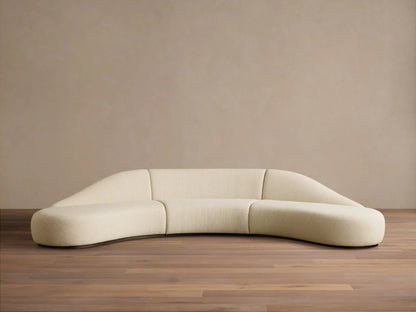 Caden Upholstered 164"W Three Piece Curved Bumper Sectional in Light Walnut Adilon Latte (3 of 4)