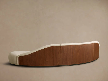 Caden Upholstered 164"W Three Piece Curved Bumper Sectional in Light Walnut Adilon Latte (2 of 4)