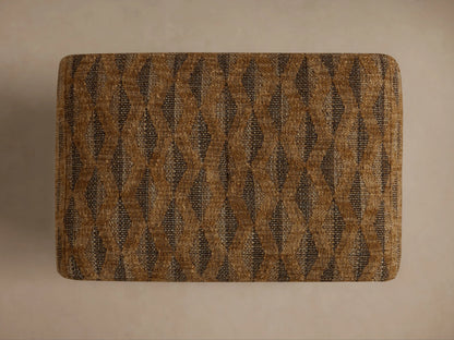 Front-side view of the brown and tan textured Ryan Petite Ottoman, featuring a woven striped pattern.