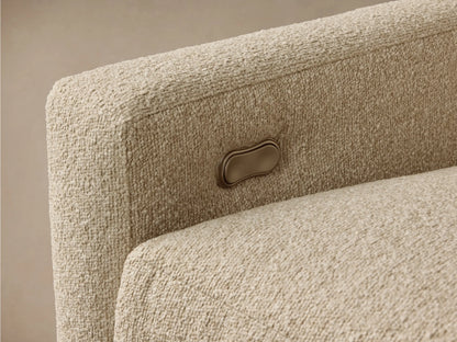 Front view of the beige Kipton™ Slope Arm Four-Piece Motion Sectional, an L-shaped sofa with sloping arms.