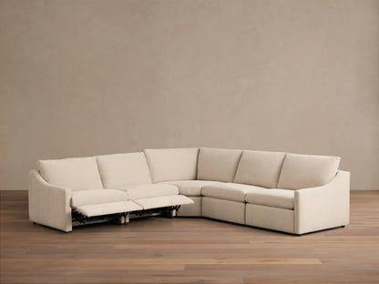 Rear view of the light beige Kipton Slope Arm Five-Piece Motion Corner Sectional.