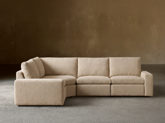 Kipton Wide Arm Upholstered 131"W Four Piece Left Arm Motion Sectional in Promise Ecru (1 of 1)