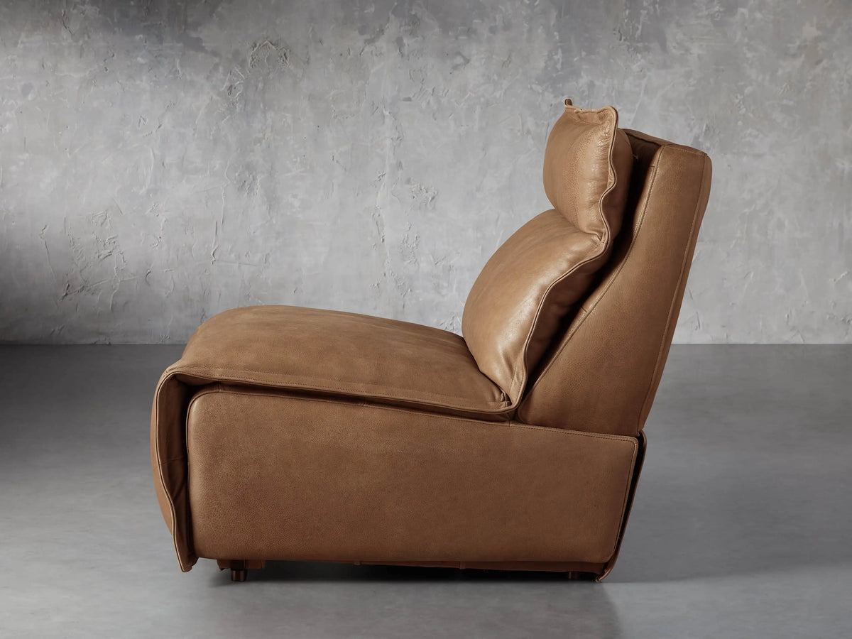 Image is not available for Rowland Leather 34"W High Back Armless Motion Recliner in Lanie Camel