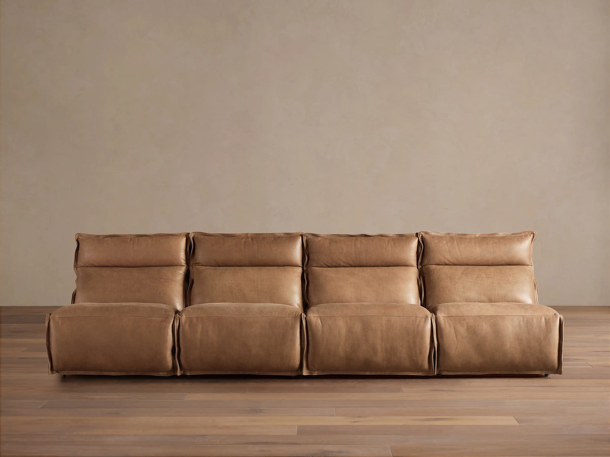Rowland Leather Four-Piece Armless Motion Modular Sofa