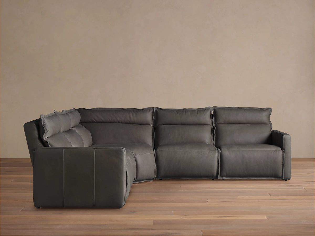 Rowland Leather Five-Piece Motion Corner Sectional