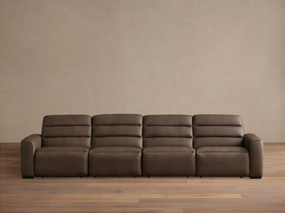 Borough Leather Four-Piece Motion Sectional