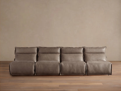 Rowland Leather Four-Piece Armless Motion Modular Sofa