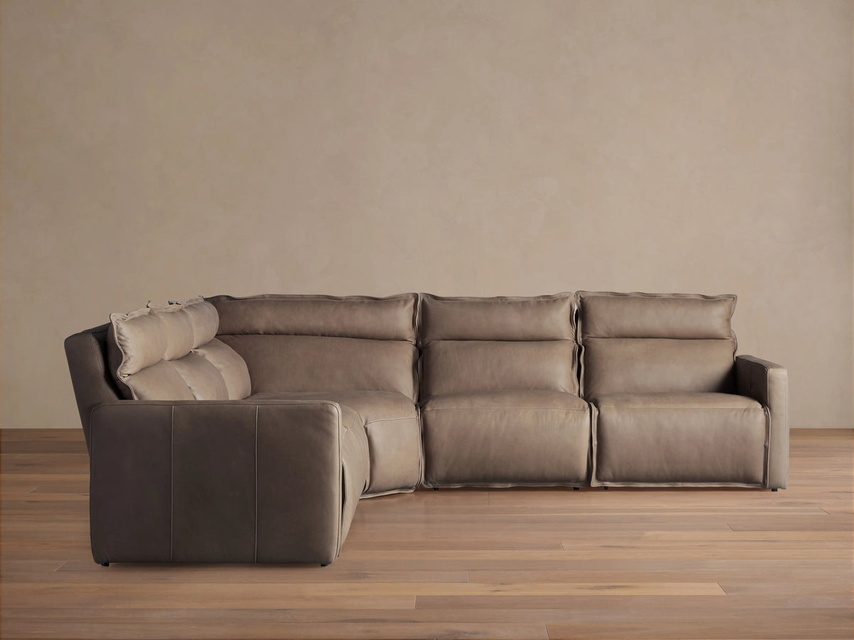 Rowland Leather Five-Piece Motion Corner Sectional