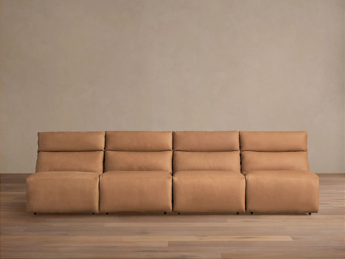 Rowland Tailored Leather Four-Piece Armless Motion Modular Sofa