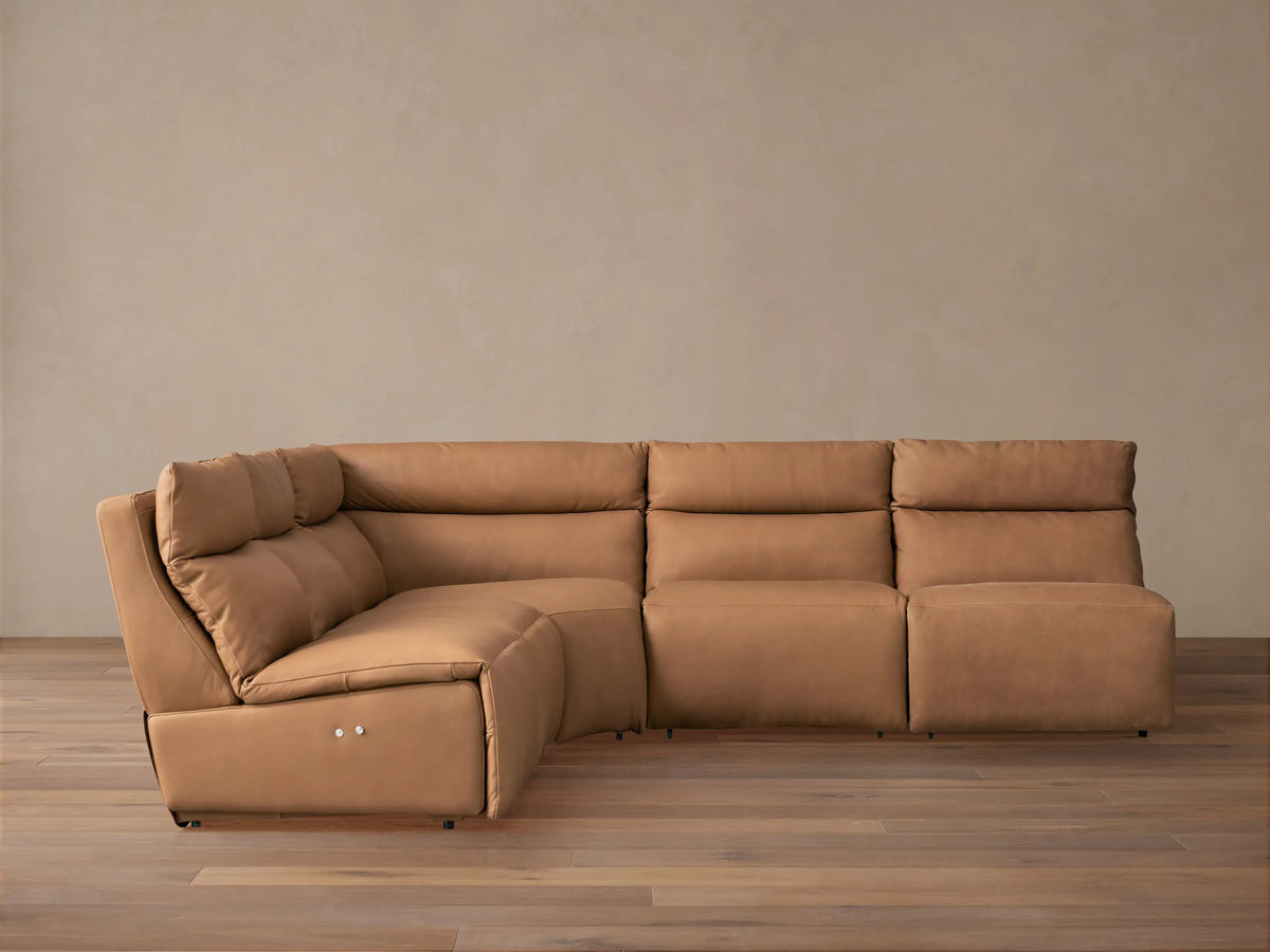 Rowland Tailored Leather Five-Piece Armless Motion Corner Sectional
