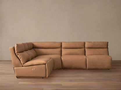 Rowland Tailored Leather Five-Piece Armless Motion Corner Sectional