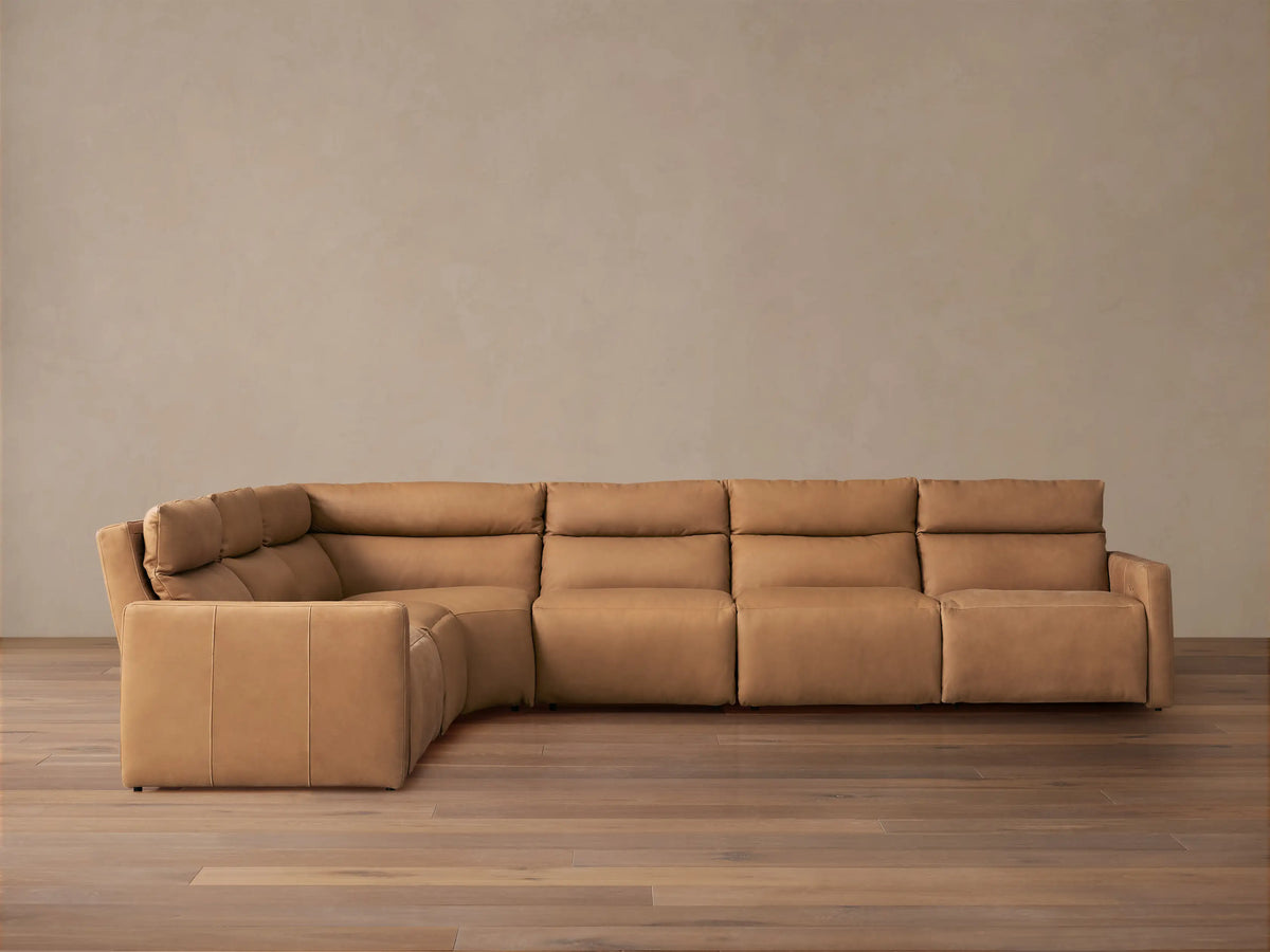 Rowland Tailored Leather Six-Piece Motion Sectional