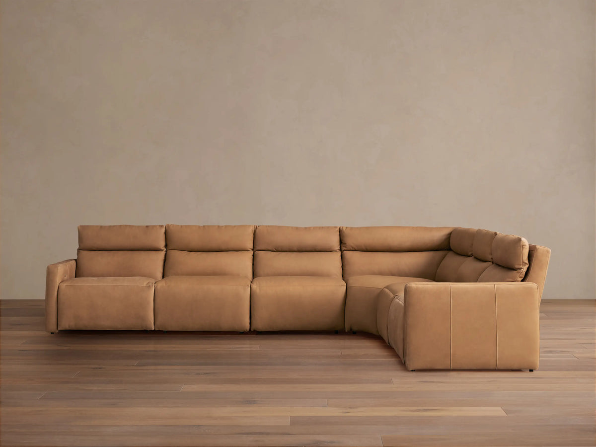 Rowland Tailored Leather Six-Piece Motion Sectional