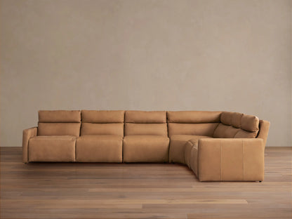 Rowland Tailored Leather Six-Piece Motion Sectional