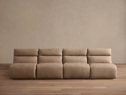 Rowland Tailored Leather Four-Piece Armless Motion Modular Sofa