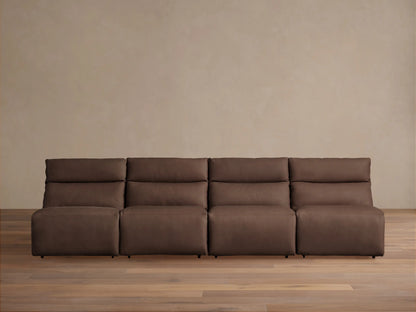 Rowland Tailored Leather Four-Piece Armless Motion Modular Sofa