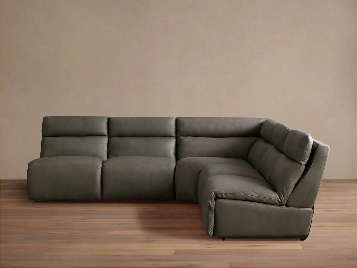 Rowland Tailored Leather Five-Piece Armless Motion Corner Sectional
