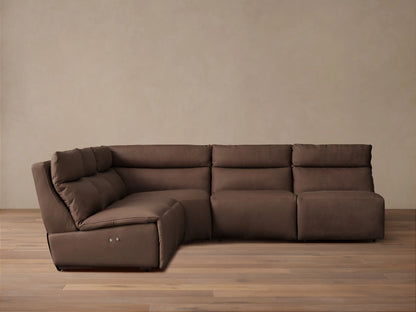Rowland Tailored Leather Five-Piece Armless Motion Corner Sectional
