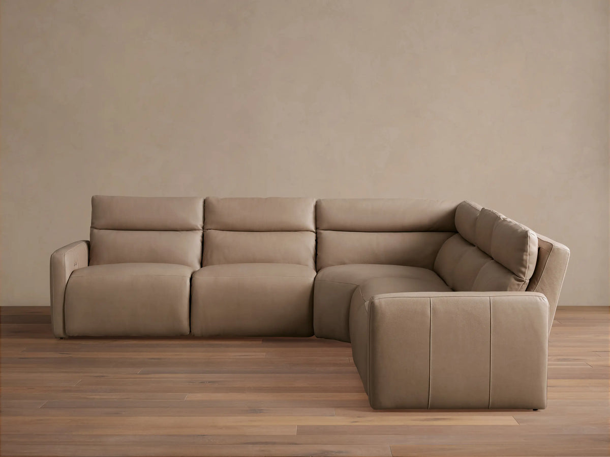Rowland Tailored Leather Five-Piece Motion Corner Sectional