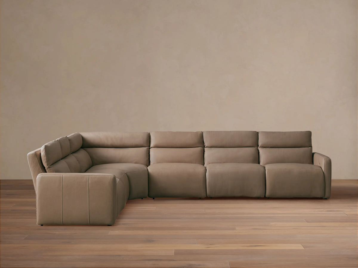 Rowland Tailored Leather Six-Piece Motion Sectional