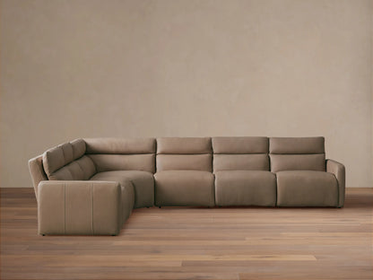 Rowland Tailored Leather Six-Piece Motion Sectional