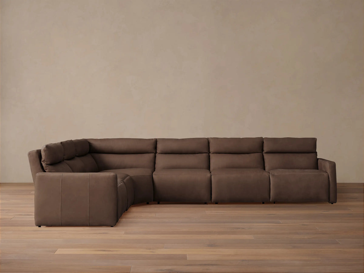 Rowland Tailored Leather Six-Piece Motion Sectional
