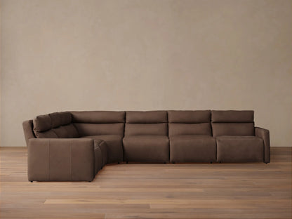 Rowland Tailored Leather Six-Piece Motion Sectional