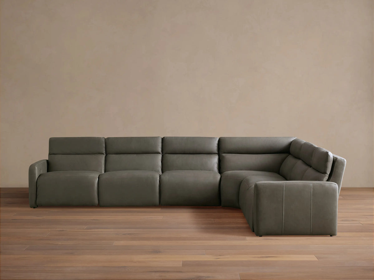 Rowland Tailored Leather Six-Piece Motion Sectional