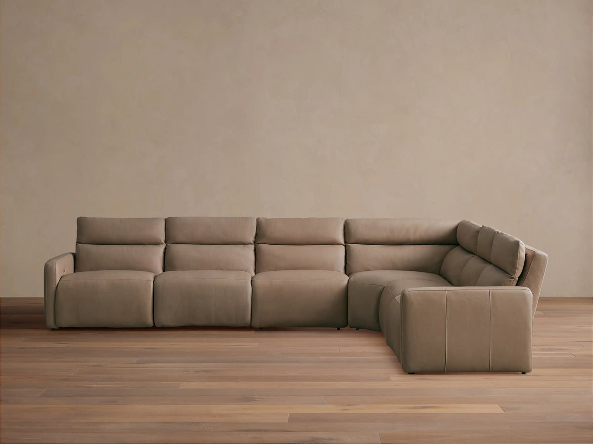 Rowland Tailored Leather Six-Piece Motion Sectional