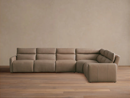 Rowland Tailored Leather Six-Piece Motion Sectional