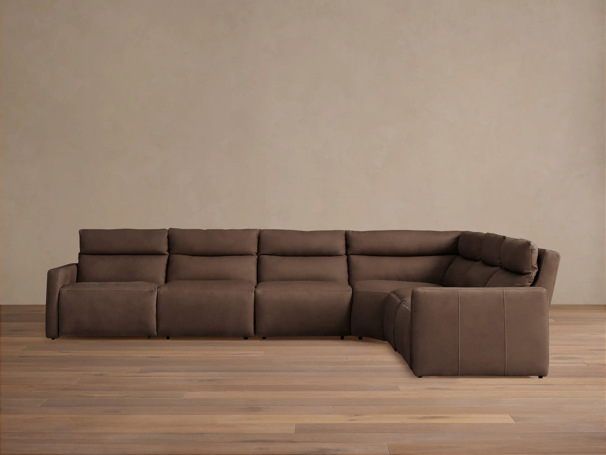 Rowland Tailored Leather Six-Piece Motion Sectional